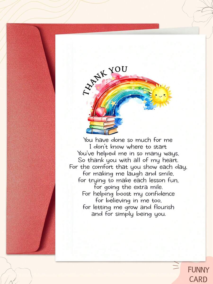 1PC Sincere Gratitude Greeting Card With Envelope - Heartfelt Thanks For Mentors, Teachers, Guides & Professors - Perfect Thank-You Gift For Instructors - Multicolor - View 1