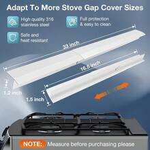 New-2025- 16.5"-33" Stove Counter Gap Covers, Stainls Steel Stove Guard, Cooktop Trim Kit, Stove Gap Guards, Oven Gap Filler, Heat Ristant & Effectively Protect Stove Gap Filler,White(2PCS) - 白色 16.5-33英寸 - 查看 2