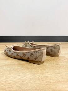 Bailarinas de mujer, zapatos con punta cuadrada de moda, suela blanda deslizante, zapatos planos versátiles, bailarinas con lazo de color flor de durazno para mujeres, talla grande