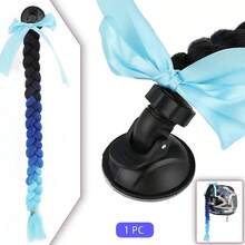 1 pieza Pelucas de trenzas de 22 pulgadas en colores rojo, negro, verde, amarillo, morado, rosa y azul para casco de motocicleta con ventosa desmontable con lazo (el casco no está incluido)