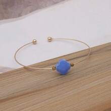 1 brazalete de acero inoxidable para mujer de moda con diseño abierto de piedra natural - geometría - Ver 55