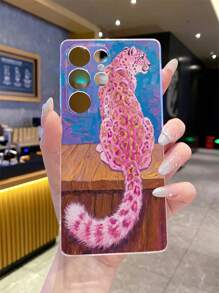 1pc Pink Leopard Transparent Anti-Scratch Anti-Fingerprint Soft TPU Phone Case, Precise Cutouts For Camera, Compatible With Samsung, Nothing, Pixel, INFINIX, Redmi Smartphones