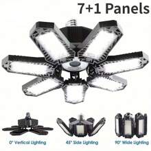 Ultra-Bright Deformable 178 LED Garage Light With 7+1 Adjustable Panels - E26/E27 LED Bulb Ceiling Lighting, 160W Fixture Lights Shop Night Lamp, For Workshop, Basement, Warehouse, Garages, Gym