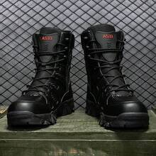 Men's Tactical Boots Military Combat Boots Hiking Shoes, Jungle Boots, Duty Boots, Mens Work Boots, Zipper Boots, Desert Boots With Zipper, Breathable Lightweight Anti-Skid For Mountaineering Hiking Exploration Tactical All-Season Lightweight Non-Slip High Top Boots For Outdoor Hunting Work - 黑色 - 查看 1