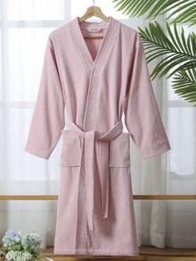 1pc Bathrobe, Unisex Adult Sleepwear, Suitable For Hotel, SPA, All Seasons, Absorbent & Quick Dry, Loose Fit, Multiple Colors, Minimalist Design, Bathroom & Home Essentials Summer Wedding Home Bathroom Decor Back To School - Multicolor - View 31