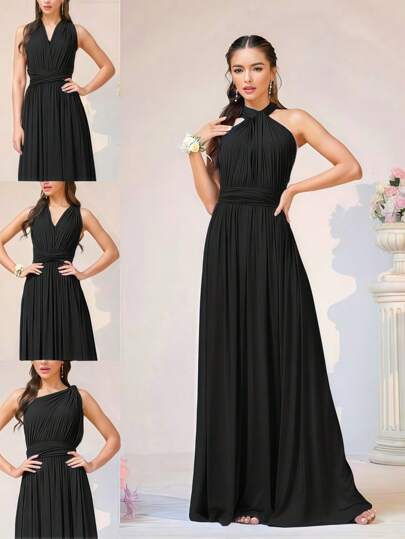 Cross Strap Backless Sexy Dress, Multiple Wear Ways, Elegant For Bridesmaids, Western Style
