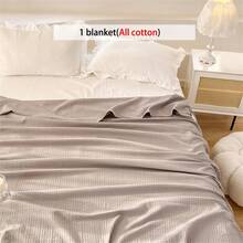 1 件柔软舒适的华夫格纱布毯，亲肤，纯色，适合床、沙发、枕头 - 非常适合放松和依偎 - 雲灰色 - 查看 6