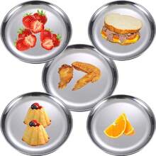 Juego de 2 platos de acero inoxidable, bandejas de metal para cena de 5.5 pulgadas para aperitivos, frutos secos, dulces, plato para camping, a prueba de roturas y aptos para lavavajillas - Oro de 9 pulgadas - Ver 9