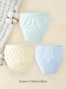 3条装新生儿如厕训练裤，可水洗薄款婴儿学习裤，男女通用布尿布，可重复使用尿布内裤，适合如厕训练、户外活动等，婴儿必备清单