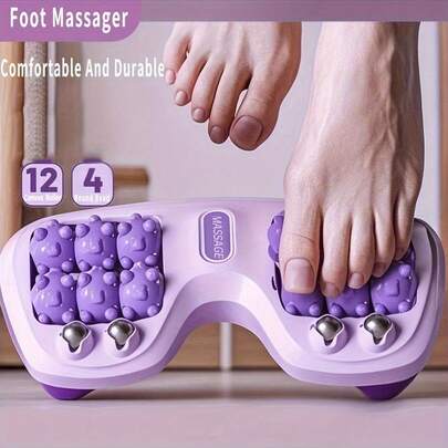 双滚轮足部按摩器，带 4 个按摩滚轮 - 针灸放松，缓解疼痛和足底按摩，健康配件