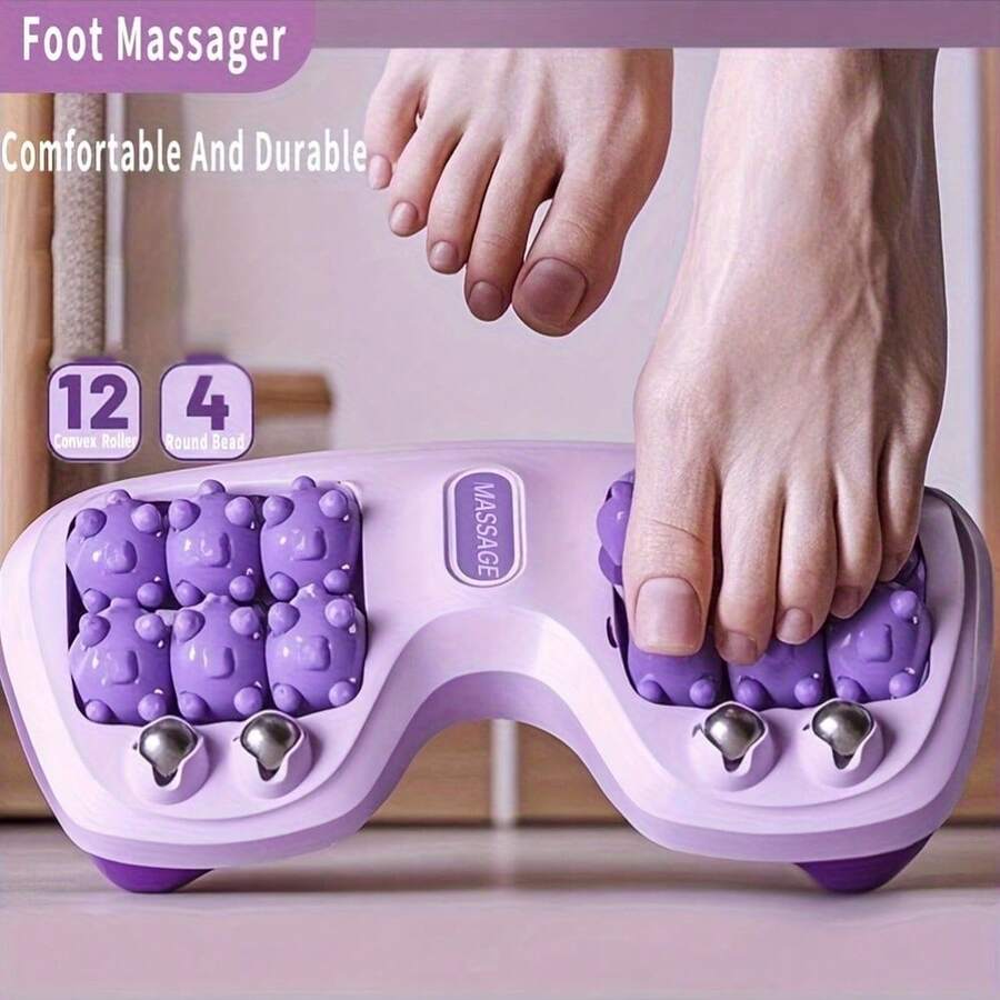 双滚轮足部按摩器，带 4 个按摩滚轮 - 针灸放松，缓解疼痛和足底按摩，健康配件