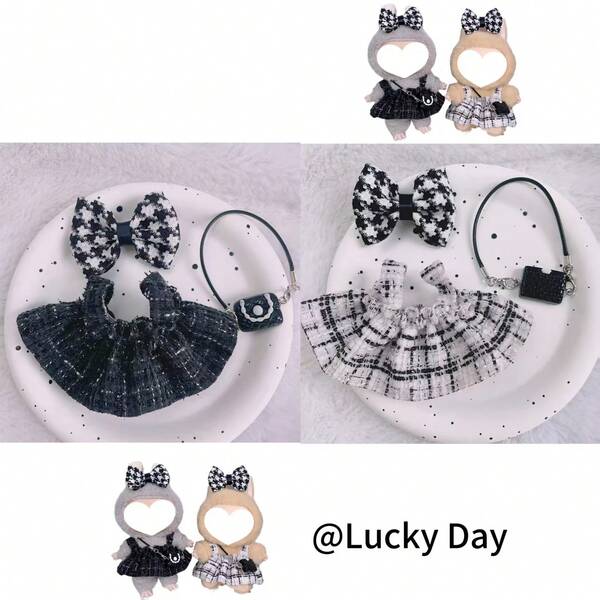 [Solo vestido] Vestido con tirantes ajustables de 17 cm como accesorio de bolso cruzado decorativo de moda para Labubu de 1ra, 2da y 3ra generación