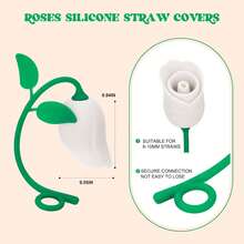 Straw Toppers For  Cup, Cute Straw Cover Cap Compatible With 20 30 40 Oz Tumbler And Water Bottles, 6 8 10mm Straws Accessories, 2Pcs Silicone Rose Flower For Women Girls Friends Gift (Pink)