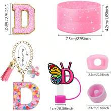 6PCS Cup Accessories Set For 30oz 40oz, Compatible With Stanley Cup Letter Charms For Handle Silicone Boot,Straw Cover Topper & Sticker (Letter S) - Letter D - View 3
