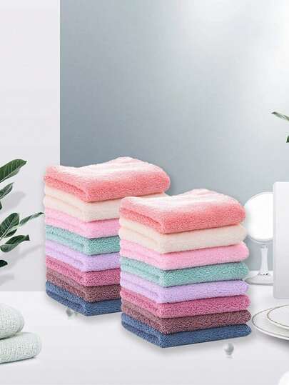 3/5pcs Set Coral Fleece Solid Color Thick Soft Towel Set, Made Of High Absorbency Fabric, Versatile For Nursing, Bathing, Handwashing, Wiping Sweat, Pillowcase, Burp Cloth, Nursing Cover, Quick-Drying And Non-Shedding, Suitable For Home Use, Summer Bathroom Decor, 1pc