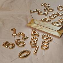 Creative Champagne Gold 0-9 Numerical Birthday Candles, Baking Party Dessert Table Decoration Inserts, Birthday Cake Decorations