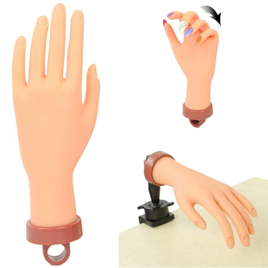 1 Pc Practice Hand For Acrylic Nails Practice Nail Hand Nail Tech Supplies Flexible Bendable Fake Hand Mannequin Practice Nails Nail Tech Supplies - Multicolor - View 1