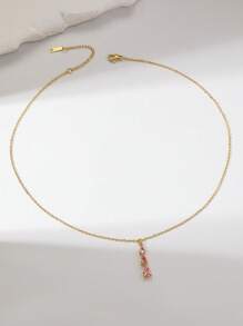 MESTILO 1pc Minimalist Copper Pave One-Piece Water Drop Pendant Necklace, Titanium Steel Asymmetrical Heart Choker Necklace, Versatile For Women