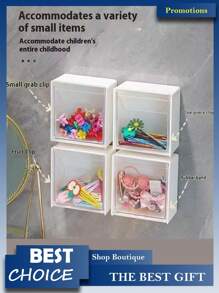 4 szt./3 szt./2 szt./1 szt. Ścienne pudełko do przechowywania czystych wacików, łazienkowy organizer ścienny z klapką bez dziurkowania, pudełko do przechowywania kosmetyków, pudełko do przechowywania biżuterii, plastikowy stojak do przechowywania, używany do organizowania i przechowywania czystych wacików, nici dentystycznej, sznurków do włosów, spinek do włosów, podkładki do makijażu, puszki do pudru, szminki, odpowiednie do domu, akademika, komercyjnego, łazienki, dekoracji pokoju, kolekcji łazienkowej, kolekcji sypialni, pudełko do przechowywania