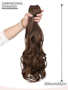 隱形接髮波浪狀的卷長款合成纖維假髮 - 亞麻棕 - 查看 5