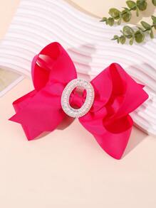 1 pieza Lazo con letra gigante brillante para niñas con perlas falsas y strass - Clip de cocodrilo elegante color rosa intenso - Accesorio de pelo dulce y lindo, regalo ideal para fiestas y festividades