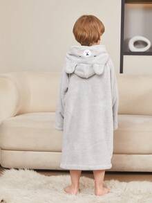 1 件珊瑚绒 3D 耳朵刺绣兔子连帽浴袍、家居服、长袍、高端家居服、适合沐浴、泳池、礼物 - 黃色 - 查看 9