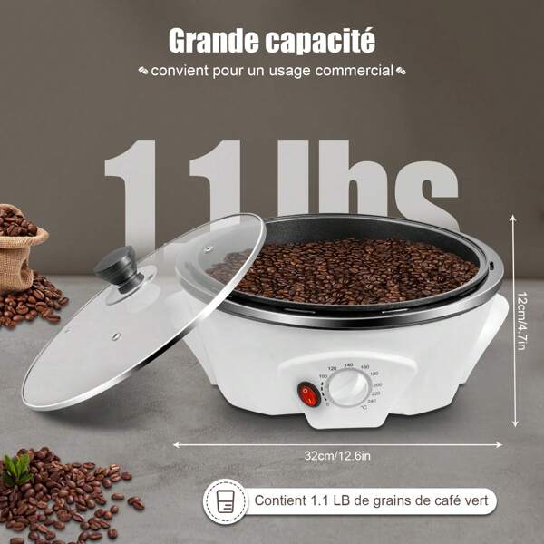 Eatssode 1200W Elektrischer Kaffeeröster,  0-240 °C Einstellbare Kaffeeröstmaschine für Haushalt,  Elektrische Trommel Typ Rotation Kaffeeröster