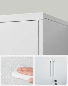 Caisson de Bureau, Placard Polyvalent, Armoire de Bureau à 2 Portes, Verrouillable, en Acier, pour Salon, Gris Mat - Gris pâle - Voir 8