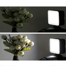 1个迷你便携式自拍环形灯，LED口袋补光灯，适用于单反相机拍照和录像，美颜灯光 - 黑色 - 查看 4