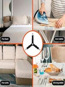 4 件套床单固定带床单固定扣 - 可调节弹性床单固定器，适用于褶皱床单