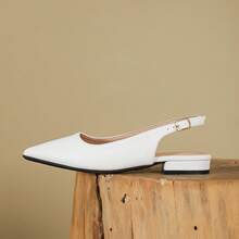 Scarpe eleganti da donna in colore unito, con cinturino alla caviglia, tacco basso leggero, punta affusolata, categoria di scarpe da donna con tacco basso