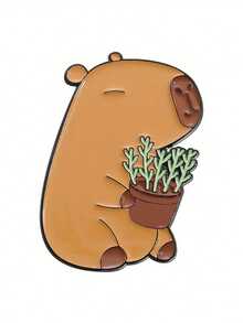 1-2pcs/Set Cute Animal Capybara Brooch, Elegant Gift For Friends, Floral Accessories - Multicolor - View 7