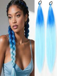 2Pcs 26Inch Halloween&Christmas Purple,Green,Blue,Pink,Red,Blonde Colorful DIY Braiding Hair Extensions Synthetic Long Yaki Straight Heat Resistrant Fluffy Ponytail Extension For Women Girls Hair Accessories