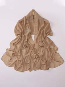 1pc New Chiffon Starry Sky Hot Diamond Five-Pointed Star Long Yarn Scarf, Women's Muslim Multi-Functional Headscarf, Daily Outdoor Accessory Shawl Scarf, Ideal For Wrapping Hair To Dress Up Your Style And Holiday Gifts