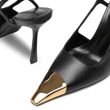 Zapatos de tacón de aguja con correa de hebilla para mujer de VOLEECE, cómodos, de punta puntiaguda y de uso informal - Negro - Ver 7