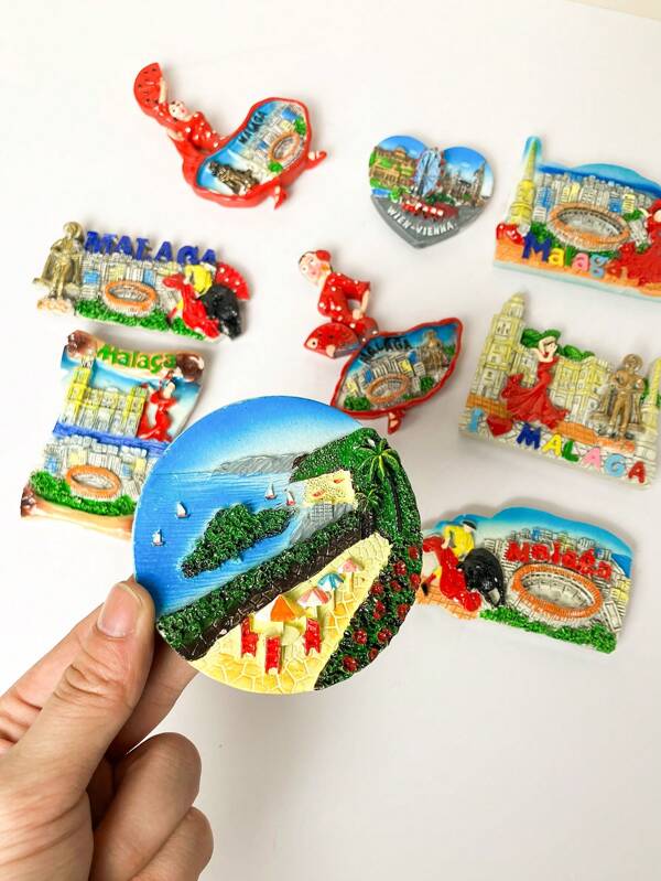 1 pieza imán de nevera con diseño de paisaje de monumentos emblemáticos de España e Italia, adecuado para decoración del hogar, uso diario y como regalo de viaje y vacaciones