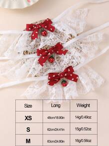 1pc Cute Bow Kitty Princess Style Bib Necklace With Lace Collar And Bell Pendant