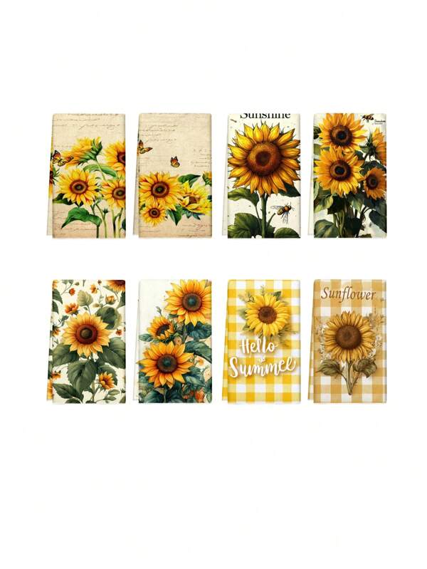 1 set/1 pieza/2 piezas Toallas de cocina con estampado de girasol de verano, adecuadas para comedores, cocinas, baños, decoración diaria, reuniones familiares diarias, decoración del hogar, artículos de hogar de colores brillantes, y como regalos para amigos y familiares