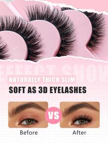 7 Pairs False EyeLashes 10mm 3D Effect Short Lashes Soft Faux Mink Lashes Wispy Fluffy Eyelashes Natural Cat Eye Reusable