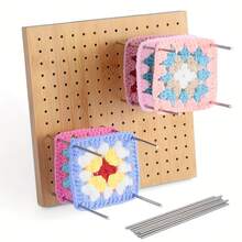 3.94英寸/7.87英寸/11.81英寸木制针织挡板格子钩针挡板垫，适用于披肩、围巾、袜子、毛衣和DIY手工项目钩针配件礼物 - 原木色 - 查看 2