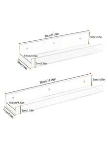 Clear Acrylic Bathroom Floating Shelves For Bathroom Organizers Above Toilet, Wall Mounted Bathroom Shelves, Bedroom Decor Kitchen Storage Corner Wall Shelves (Clear, Set Of 2)