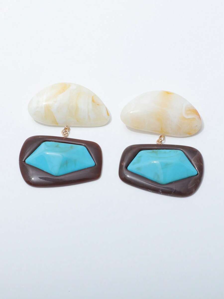 1 Pair Asymmetric Exaggerated Retro Fashion Resin Earrings