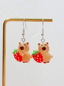 5 Pairs Glow-In-The-Dark Cute Capybara Shape Dangle Earring Set