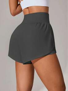Quần short thể thao nữ thoáng khí, thấm hút mồ hôi, thích hợp cho mùa hè. - Màu xám đen - Xem 2