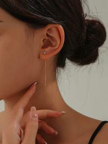 Nooxian 1 Cặp Bông tai tua rua hình cỏ bốn lá Cubic Zirconia thời trang - vàng vàng - Xem 8