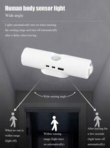 Rechargeable White Magnetic LED Motion Sensor Wall Sconce, Adjustable 3 Colours Variable Light, Dusk To Dawn, Living Room, Bedroom, Hallway, Closet, Cabinet - USB/Battery Powered, Modern White Ambient Design
