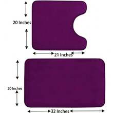 Entrega local - Juego de alfombra de baño de espuma de memoria Madeals de 3 piezas y alfombra de baño con tapa de inodoro y juego de cubiertas de tanque, color negro - Morado - Ver 2