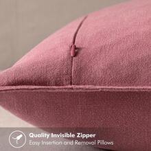 Local Delivery- Decorative Linen Pillow Covers 18x18 Inch Natural Beige ​Boho Farmhouse​ ​Neutral Couch Throw Pillows For Bed Pack Of 2 Accent Outdoor Pillowcase Modern Sofa Cushion Livingroom Home Decor - Cranberry Red - 查看 3