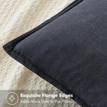 Local Delivery- Decorative Linen Pillow Covers 18x18 Inch Natural Beige ​Boho Farmhouse​ ​Neutral Couch Throw Pillows For Bed Pack Of 2 Accent Outdoor Pillowcase Modern Sofa Cushion Livingroom Home Decor - dark gray - 查看 2