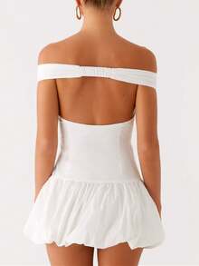Women White Graduation Dress Summer Backless Bow Tie Bodycon Mini Dresses Y2k Square Neck Short Dresses For College - 白色 - 查看 3